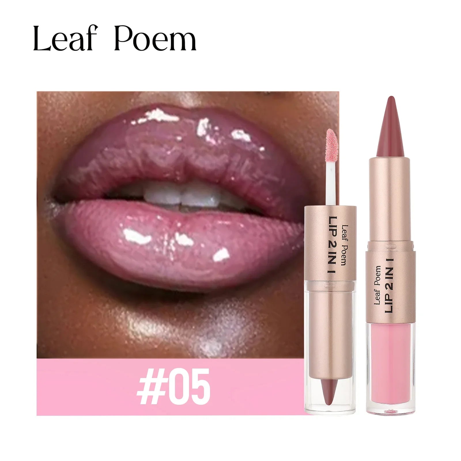 2 in1 Tapered Gradient Lipliner Pen Nude Brown Mirror Glass Lip Gloss Matte Lip Liner Waterproof Lip Contour Non Stick Makeup