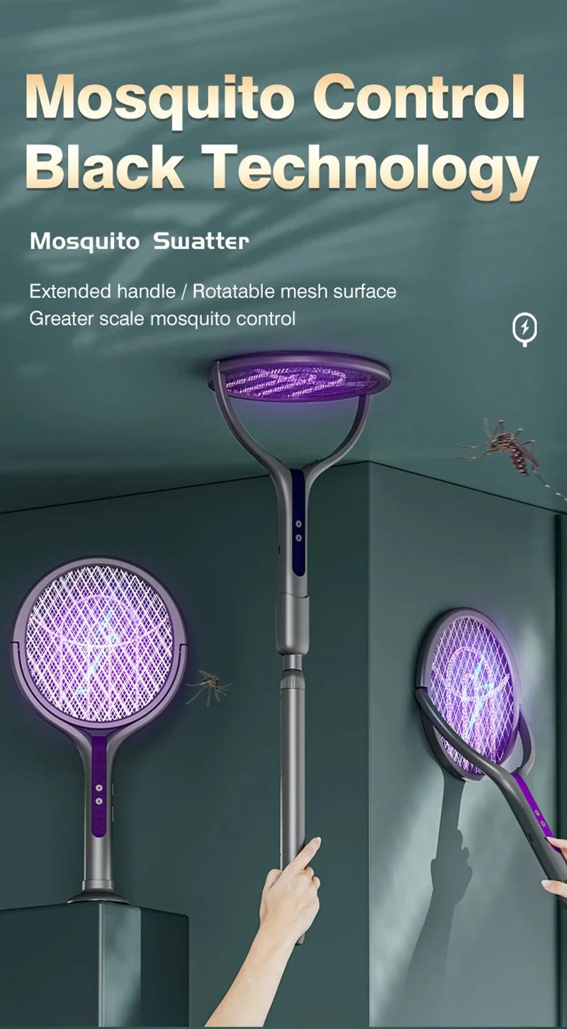 Multi functional 2-in-1 mosquito killer lamp angle retractable mosquito swatter USB rechargeable mosquito swatter bat swatter