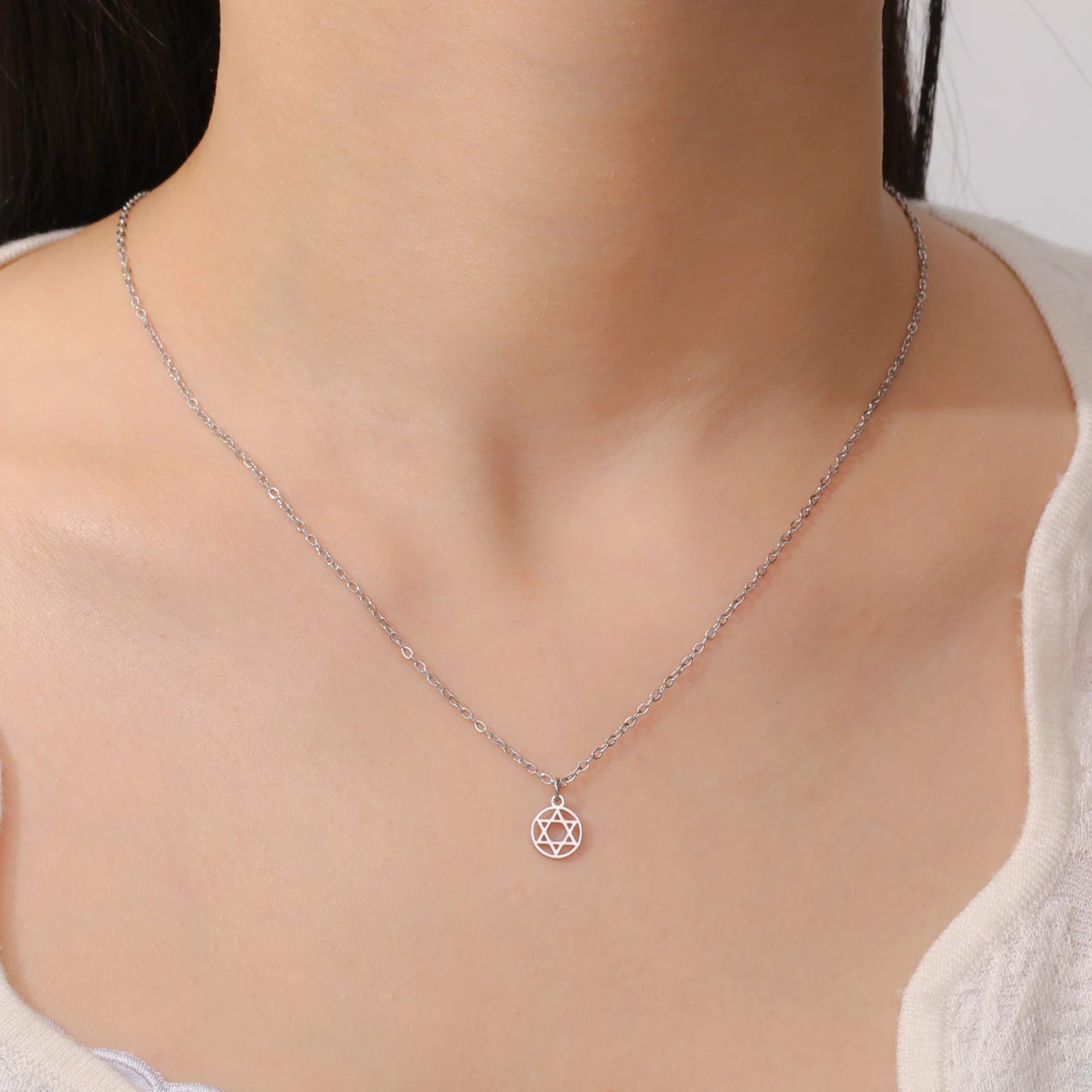 Teamer Israel Map Star of David Pendant Necklace for Women Men Jewish Stainless Steel Necklace Ethnic National Jewelry Wholesale
