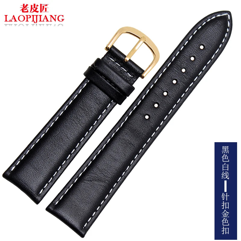 Smooth Genuine Calfskin Leather Watchband 18mm 19mm 20mm 21mm 22mm 23 Soft Straps Automatic Butterfly Buckle Business Watch Band