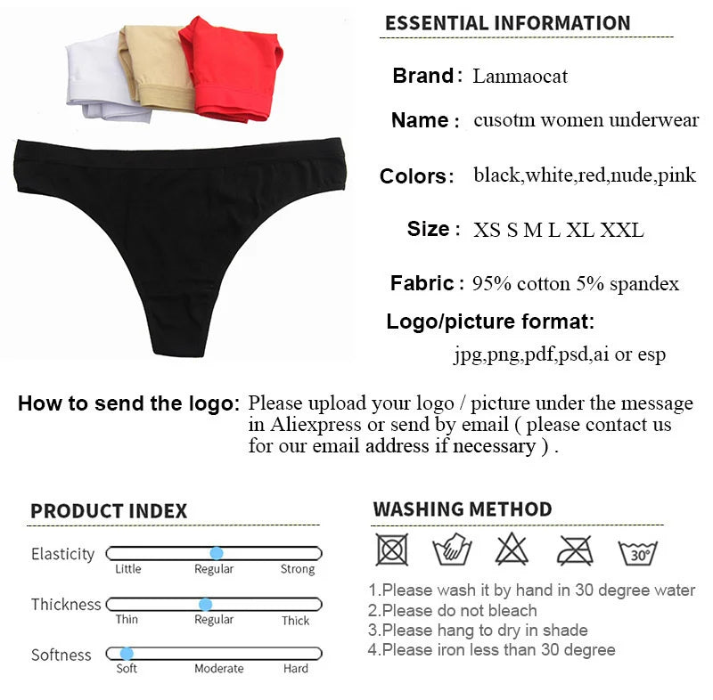 Women Sexy Custom Printing G string Underwear Cotton Panties for Lady Thongs Lingerie Underpant