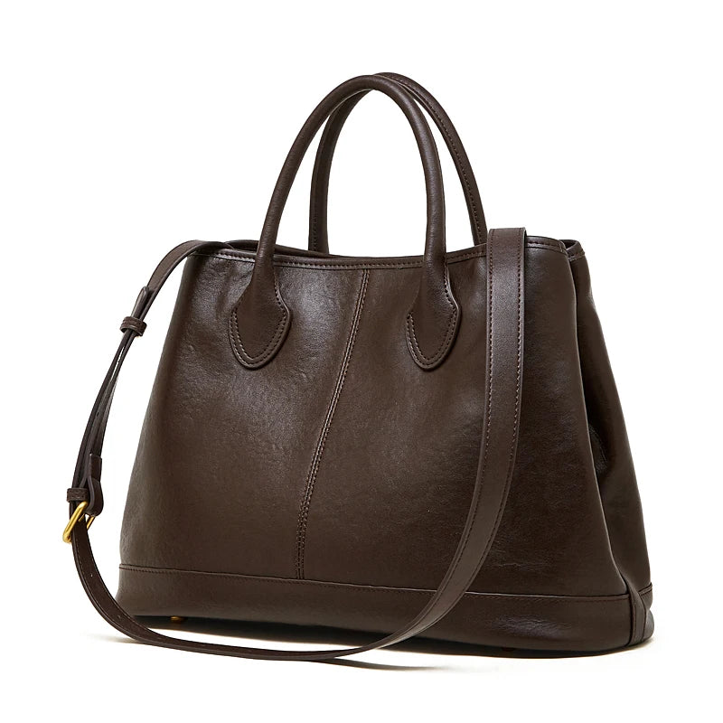 Hifashion Vintage Genuine Leather Handbags For Women 2026 Luxury Designer Shopping Totes Office Ladies Shoulder Crossbody Bags