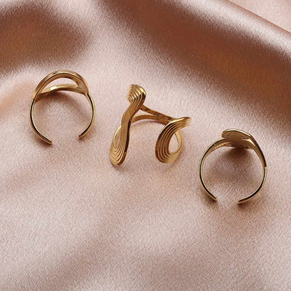 10pcs/lot Wholesale Double Color Adjustable Open Mix Stainless Steel Ring Wedding Engagement Rings Lovers Couples Unisex Jewelry
