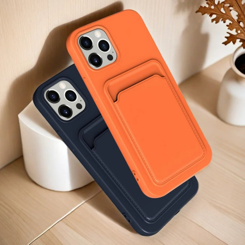 Phone Case For IPhone 16 Pro Max Case IPhone 12 Mini TPU Frosted Soft Protective Cover iPhone 14 Card Pocket 15 Plus