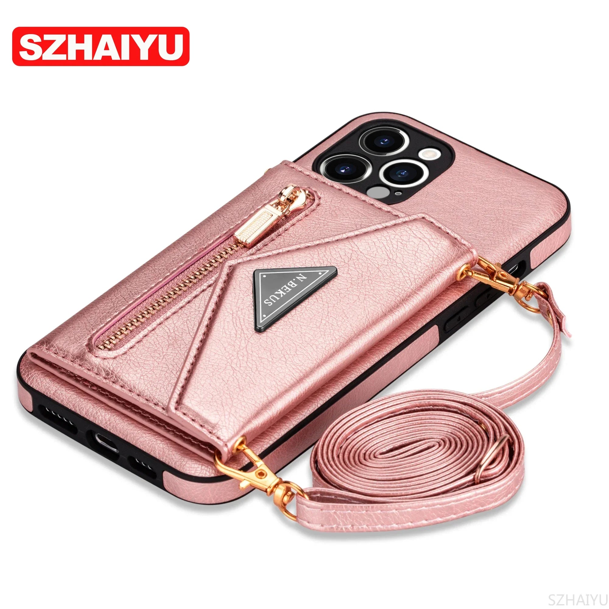 Zipper Wallet for IPhone 15 14 13 16 17 Air Pro Max 12 Mini 11 Plus Case with Card Holder Lanyard Strap Crossbody Leather Cover