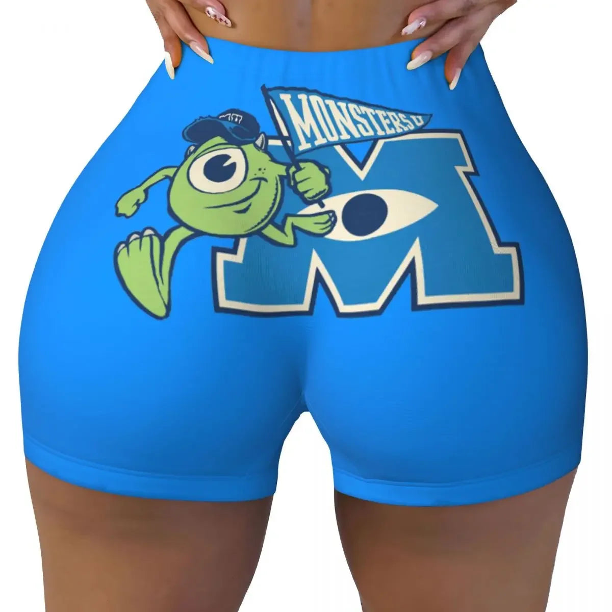Custom Monsters University Mike M Logo Biker Running Gym Shorts for Women Athletic Workout Yoga Shorts