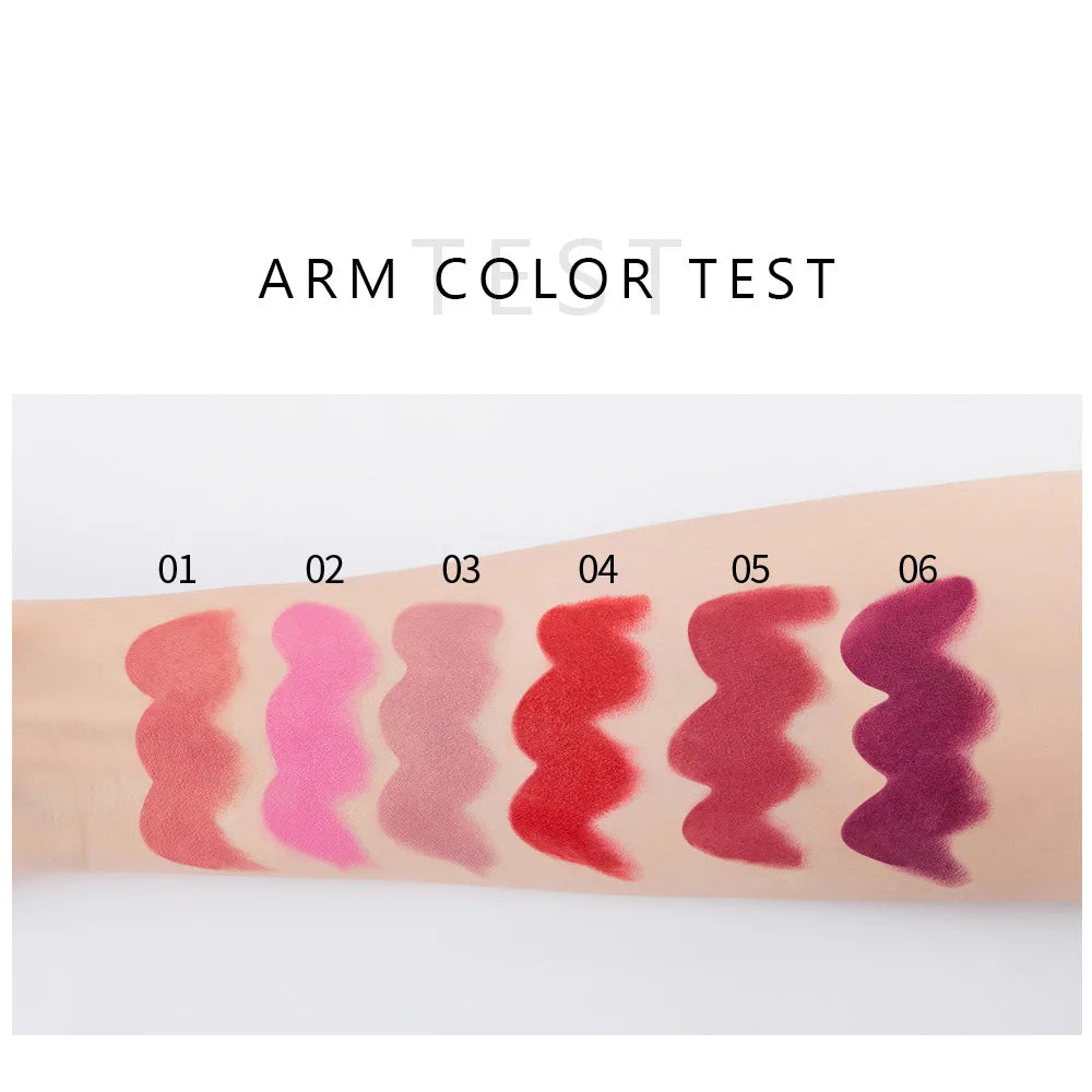 6PC/Set Matte Velvet Lip Gloss Waterproof Long-lasting Liquid Lipstick Cosmetic Beauty Keep 24 Hours Makeup