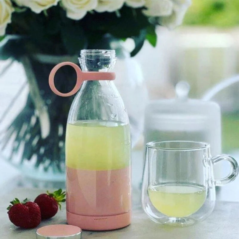 420ml Wine Bottle Electric Juicer Mini Portable Blender Fruit Mixers 6 Blades Charging Juicer Cup Small Household Juicer Blender