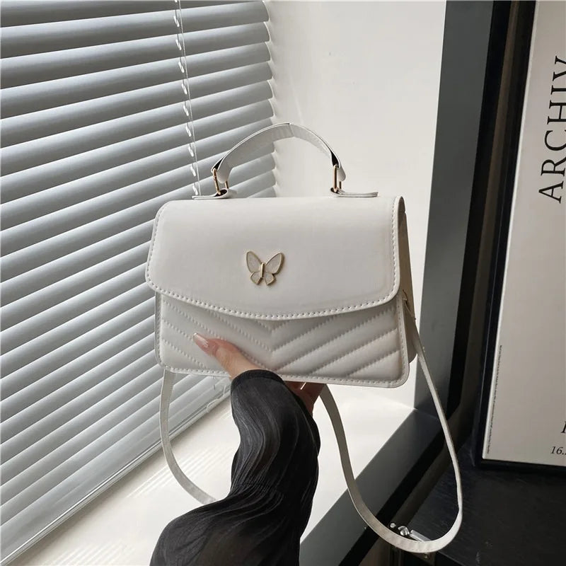Lucky butterfly bag women's new fashion solid color simple texture trend beautiful casual shoulder messenger bag portable small