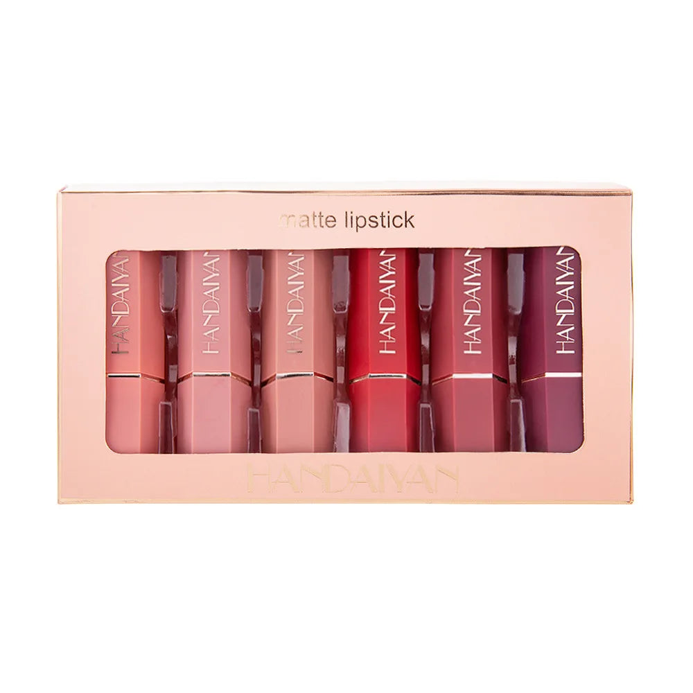 6PC/Set Matte Velvet Lip Gloss Waterproof Long-lasting Liquid Lipstick Cosmetic Beauty Keep 24 Hours Makeup