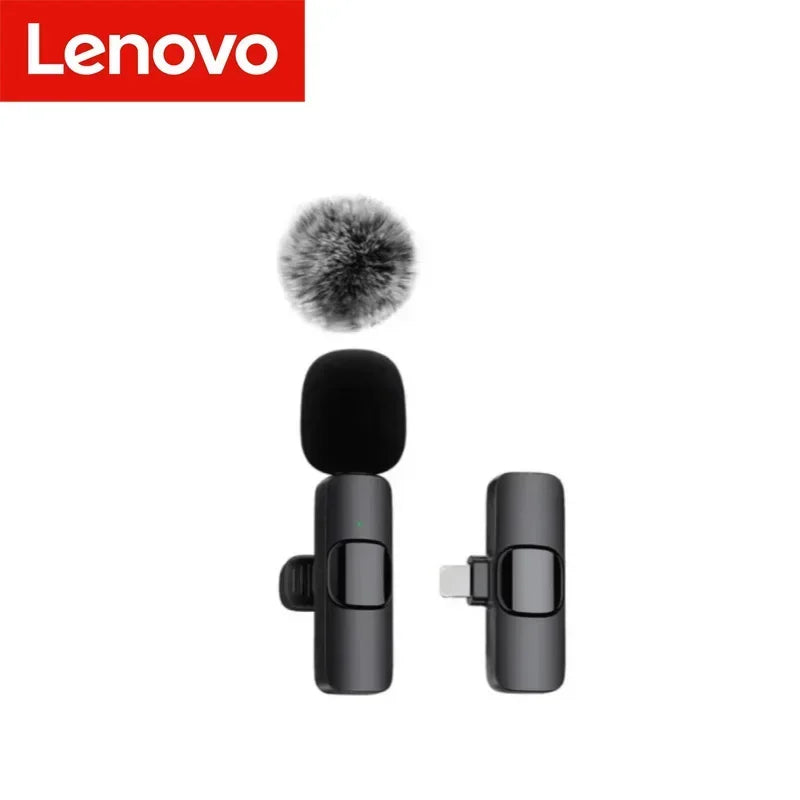 Lenovo New Wireless Lavalier Microphone Portable Audio Video Recording Mini Mic For Android IPhone Live Broadcast Gaming Phone