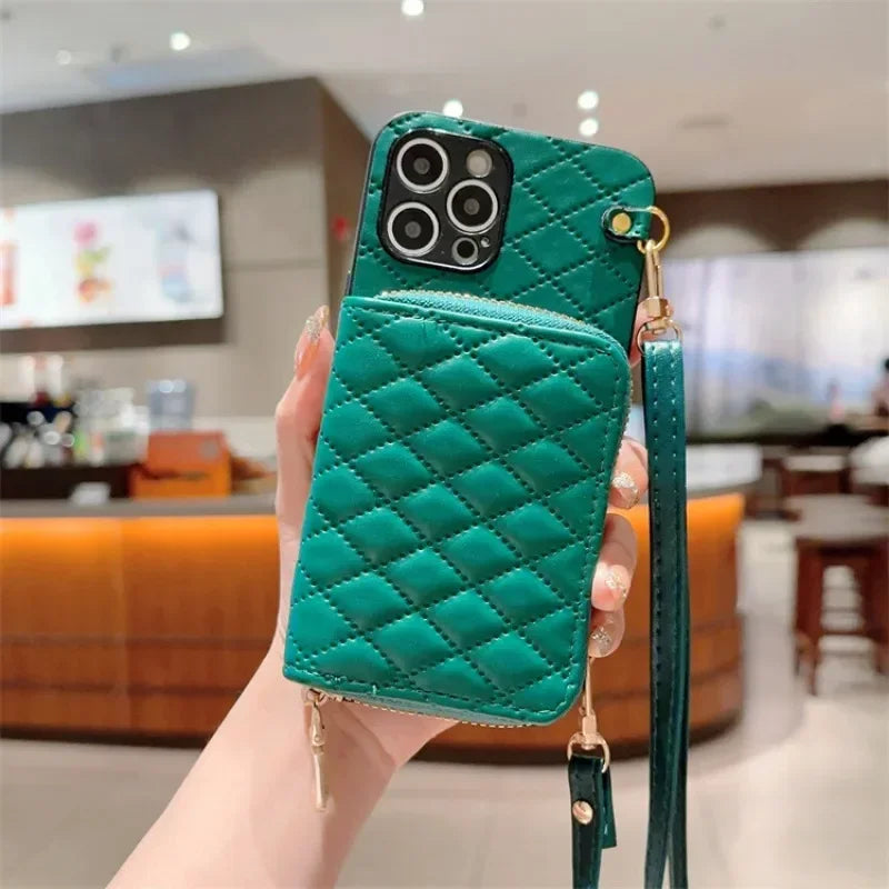 Crossbody Zipper Wallet Phone Case for IPhone 17 Air 12 11 16 16E 15 14 13 Pro Max  Plus Organ Card Slot Holder Leather Cover