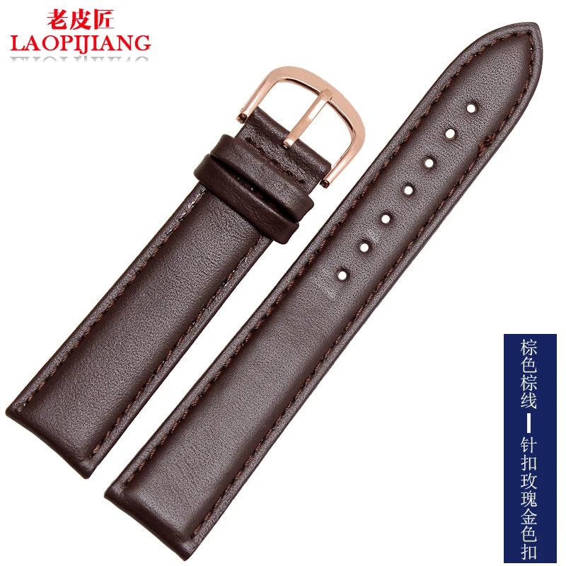 Smooth Genuine Calfskin Leather Watchband 18mm 19mm 20mm 21mm 22mm 23 Soft Straps Automatic Butterfly Buckle Business Watch Band