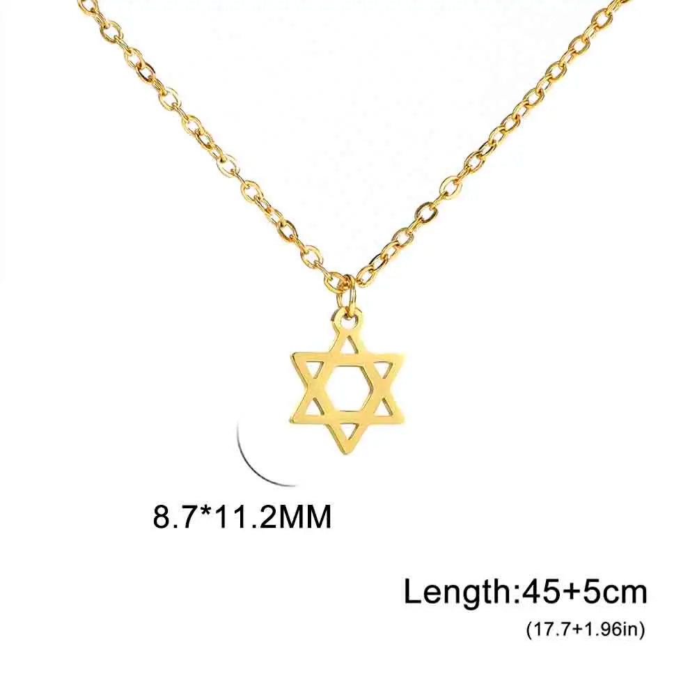 Teamer Israel Map Star of David Pendant Necklace for Women Men Jewish Stainless Steel Necklace Ethnic National Jewelry Wholesale