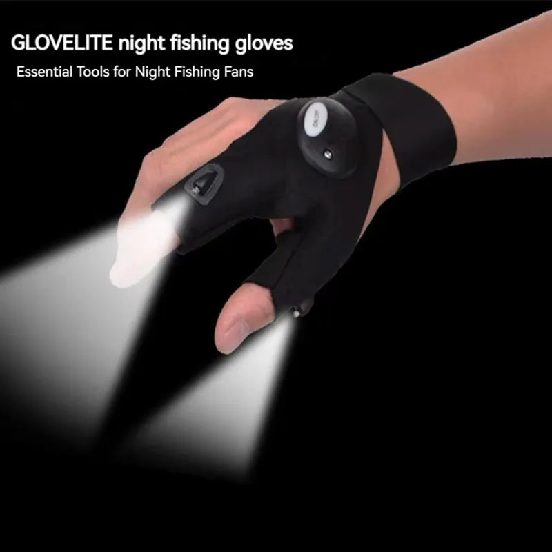 LED Half Finger Glove for Men Women Outdoor Waterproof Night Fishing Bait Cycling Running Flashlight Durable Fingerless Gloves
