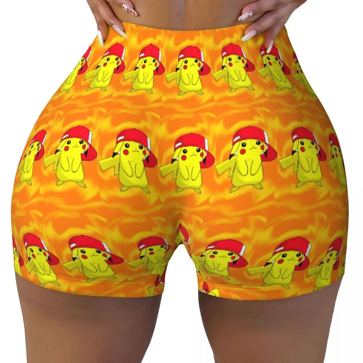 Custom Kawaii Pikachus Anime Volleyball Biker Gym Shorts for Women Athletic Workout Yoga Shorts