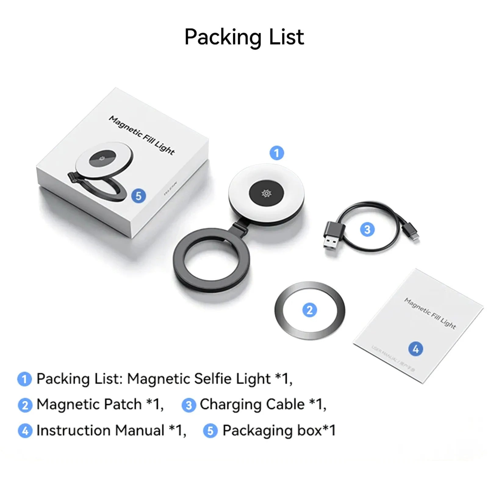 Magnetic Selfie Ring Light Smartphone Magnetic Fill Light Mini Pocket Selfie Light for iPhone XIAOMI HUAWEI SAMSUNG 2500K-9000K