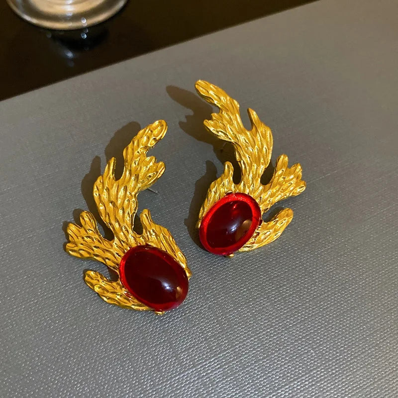 SHMIK Vintage Baroque Women Elegant Rhinestone Heart Earrings Jewelry Exquisite Lady Classic Middle Palace Drop Earring Gift