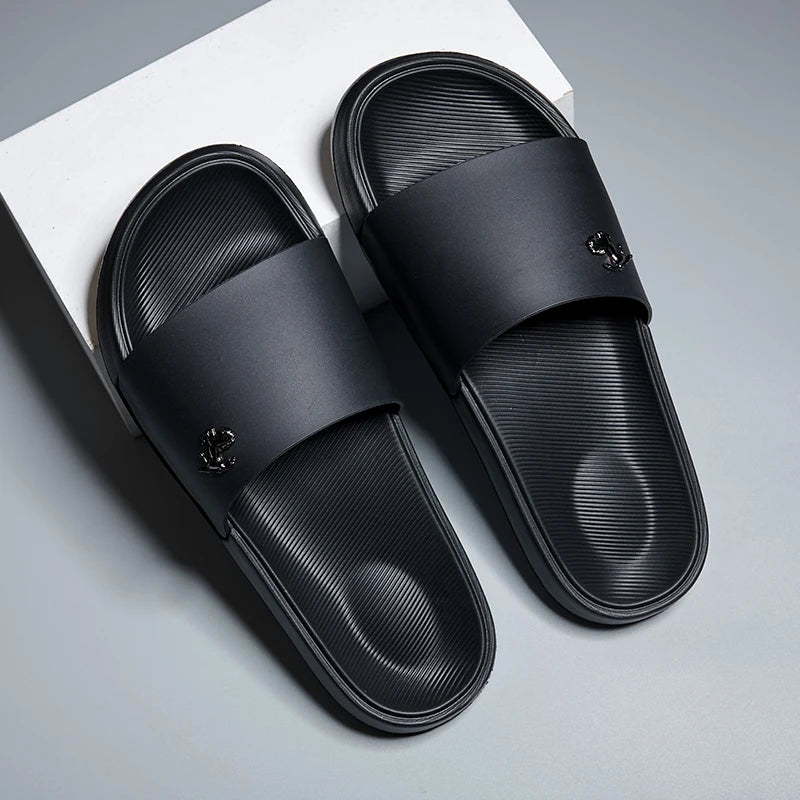 Men's Slide Sandals Soft Comfortable Non-Slip Slippers Indoor Outdoor Bathroom Beach Shoes Quick-Dry EVA Platform Lightweight