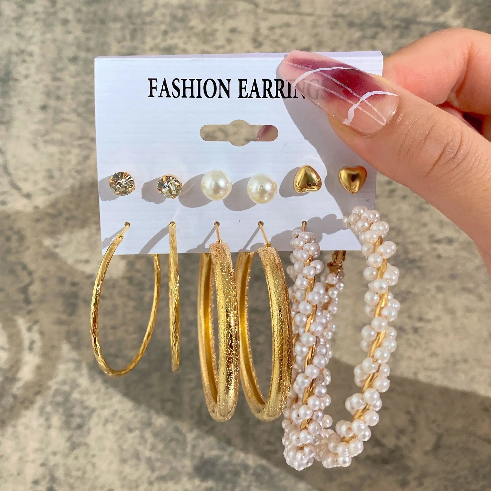 Gold Color Vintage Hoop Earrings Set for Women Boho Metal Circle Geometric Twist Pearl Dangle Earrings Trendy Jewelry Gifts 2023