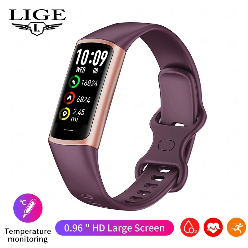 LIGE New Smart Wristband Sport Fitness Heart Rate Tracker Smartwatch AMOLED Screen Waterproof Smart Bracelet For Men Women 2026