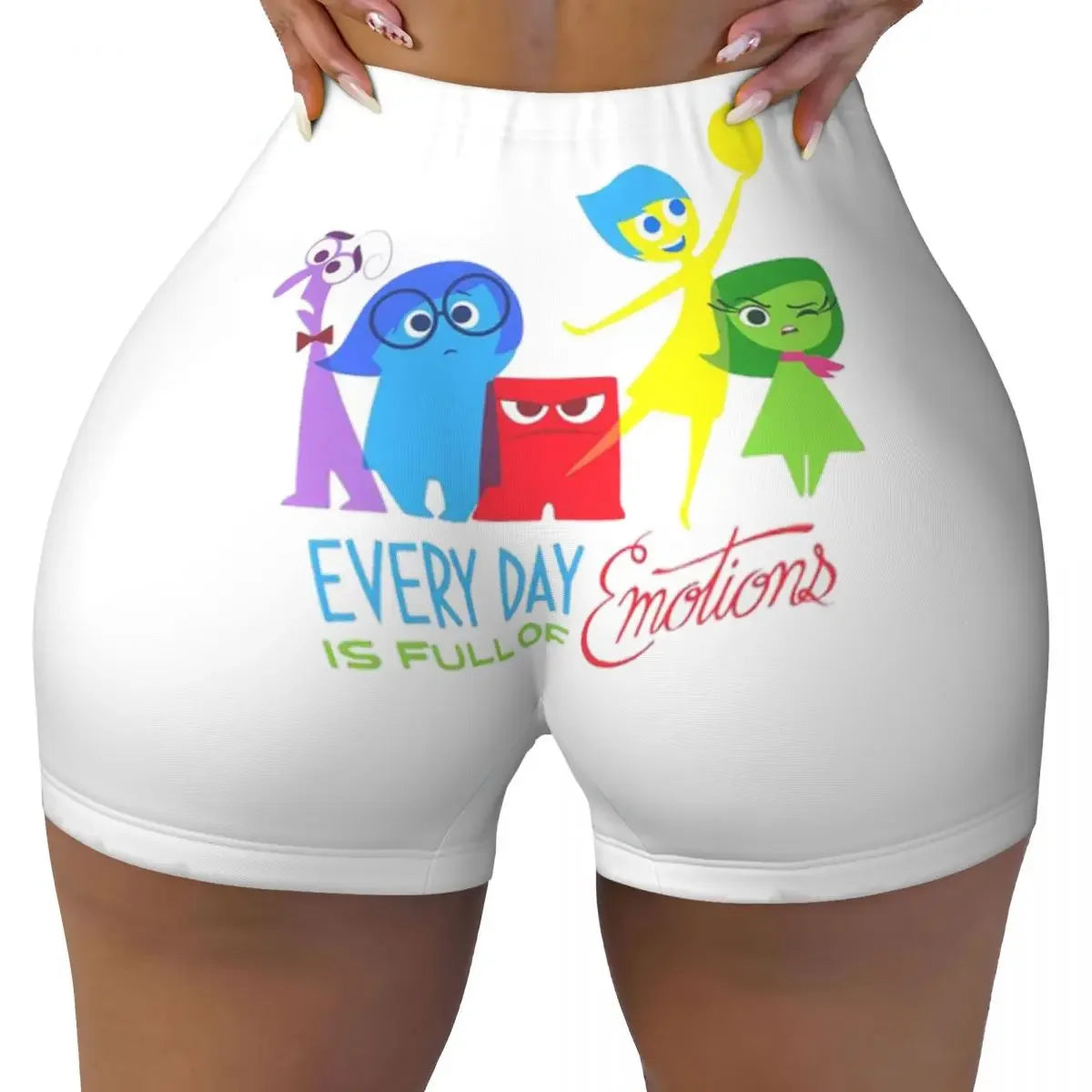 Custom Inside Out Anxiety This Is Fine Workout Volleyball Biker Shorts Women's Gym Yoga Shorts