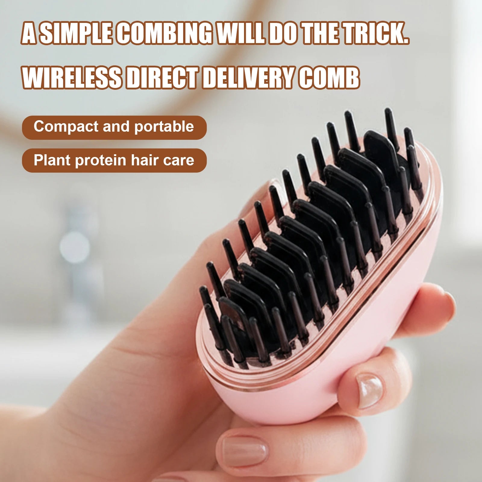 Electric Heating Straightener Portable Hair Straightener Brush Anti-Scald Shel Cordless Rechargeable Straightener For Women Men