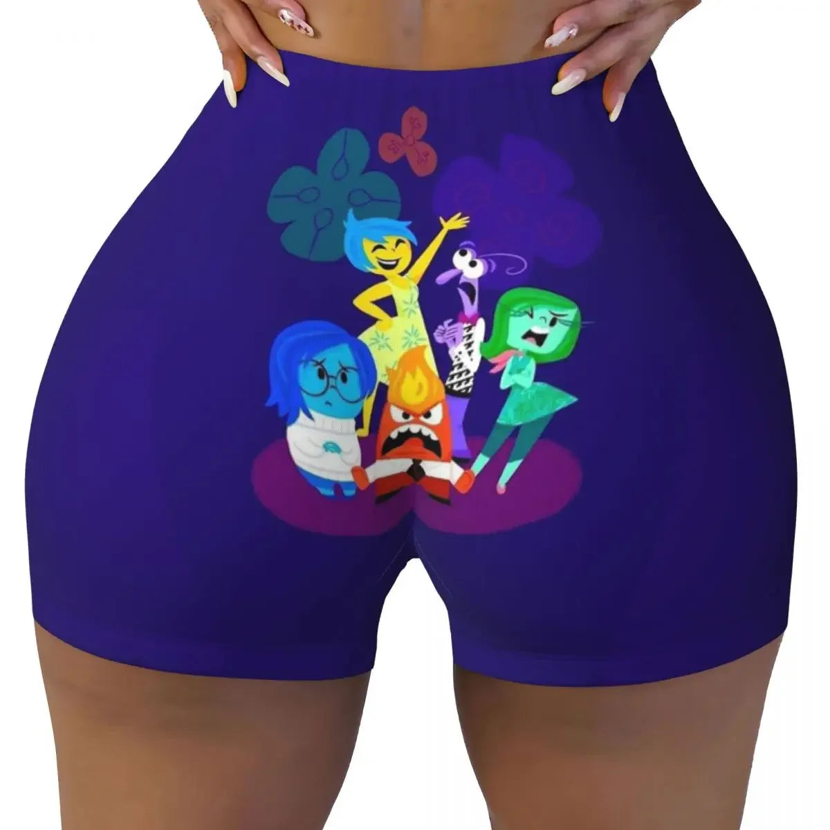 Custom Inside Out Anxiety This Is Fine Workout Volleyball Biker Shorts Women's Gym Yoga Shorts