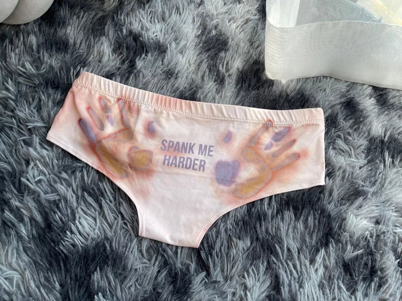 Women's Breathable Seamless Underpants Handprint Letter Printed Panties Sexy Low-waisted Knickers Elastic Female Briefs