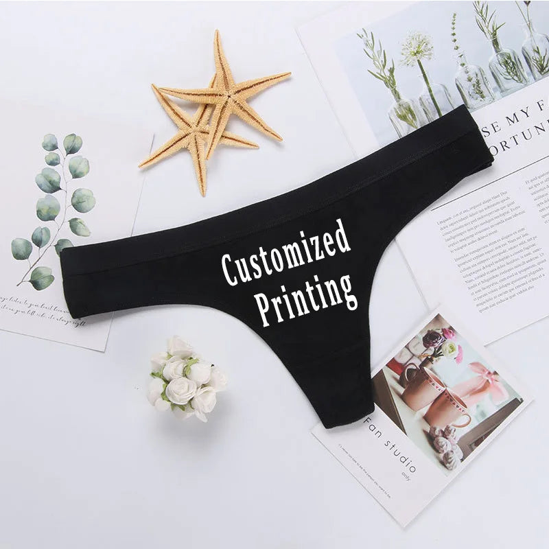 Women Sexy Custom Printing G string Underwear Cotton Panties for Lady Thongs Lingerie Underpant