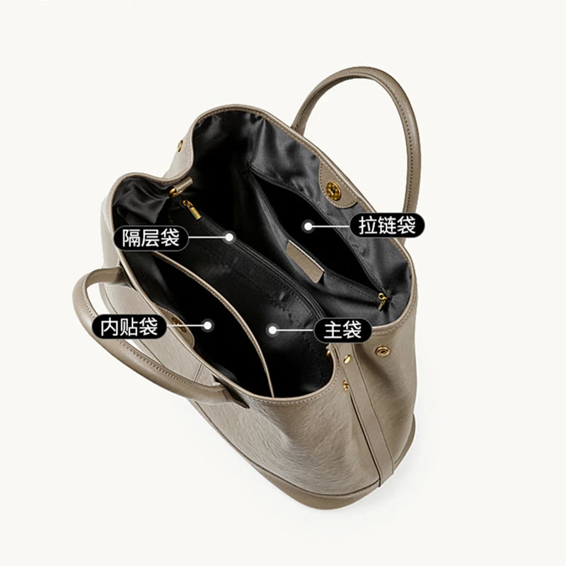 Hifashion Vintage Genuine Leather Handbags For Women 2026 Luxury Designer Shopping Totes Office Ladies Shoulder Crossbody Bags