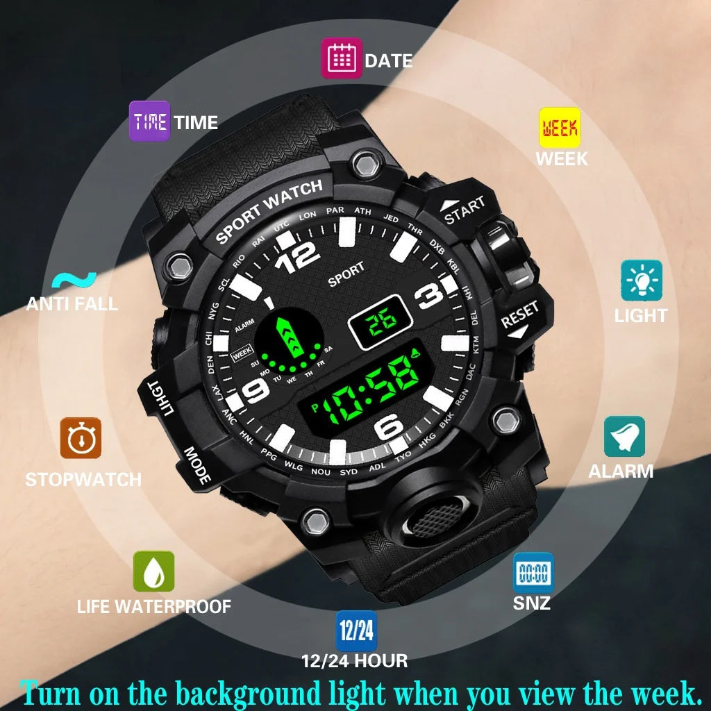 Multifunctional outdoor men's casual electronic watch men and women students fashion running sports watch