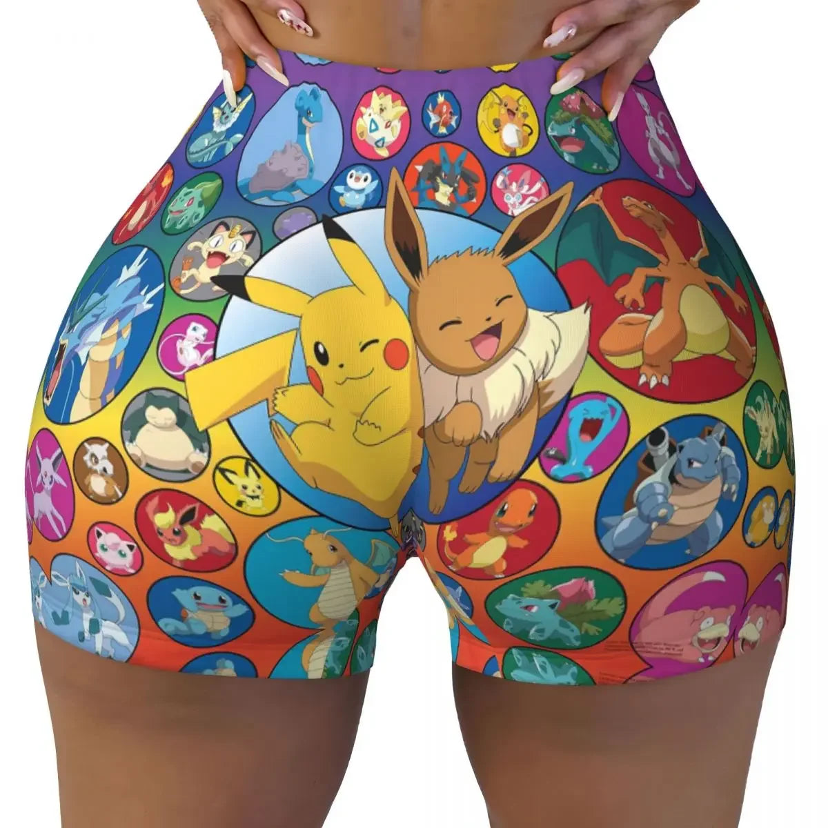 Custom Kawaii Pikachus Anime Volleyball Biker Gym Shorts for Women Athletic Workout Yoga Shorts