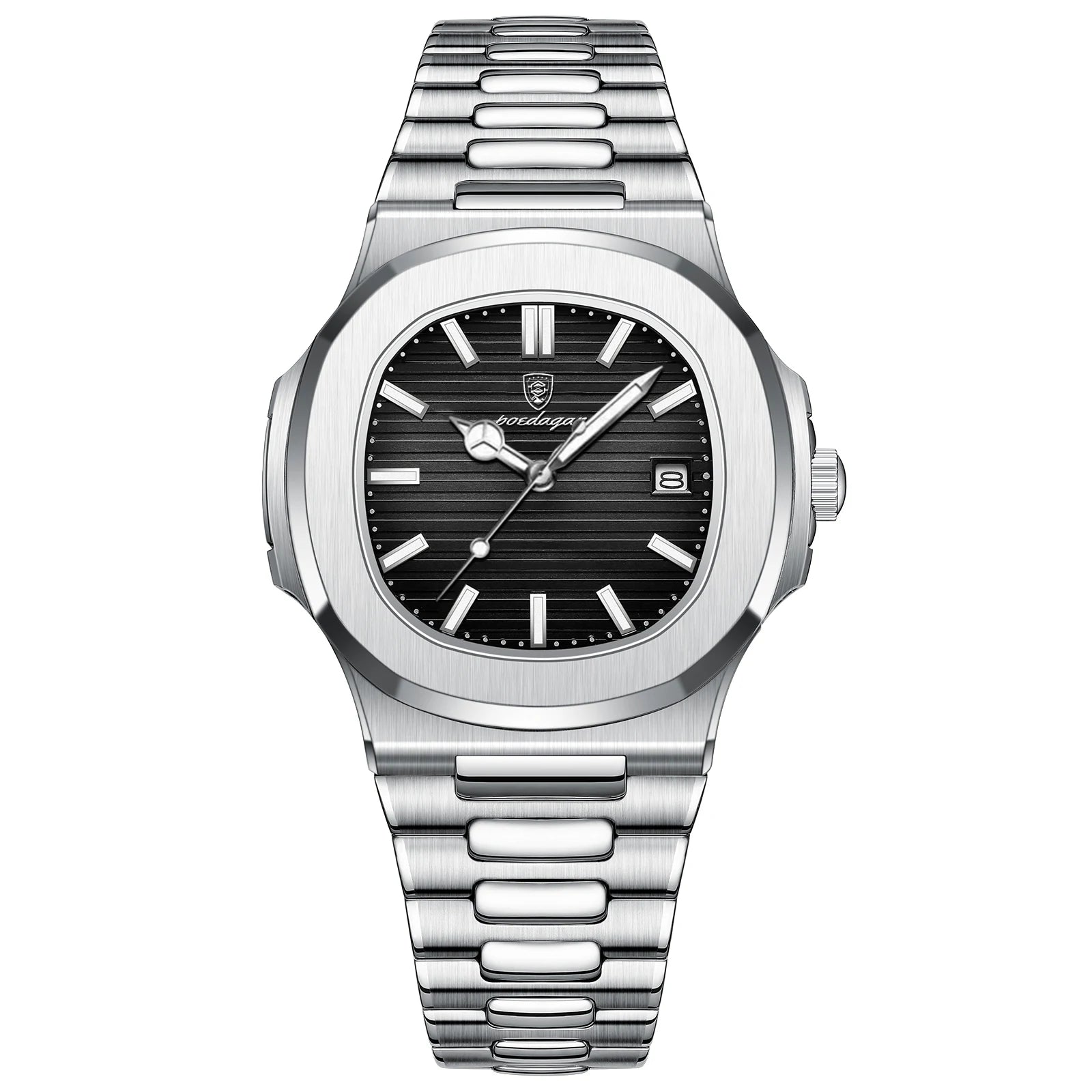 POEDAGAR Square Luxury Men Wristwatch Waterproof Luminous Date Stainless Steel Male Clock Business Sports Quartz Watches For Men