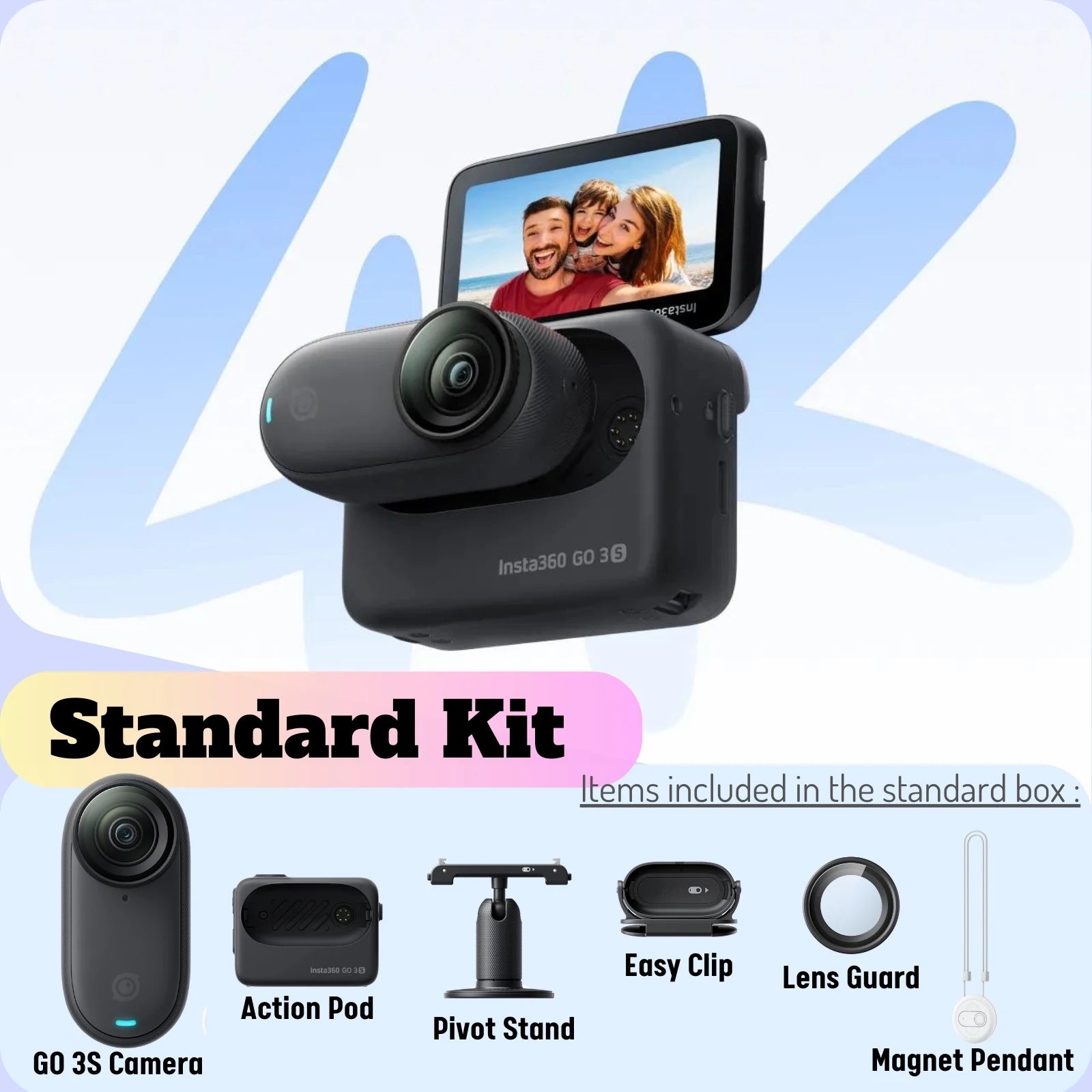Insta360 GO 3S Tiny 4K Action Camera Black White 39g 64G 128G Action Pod AI Editing Waterproof FlowState Insta 360 GO3S Original