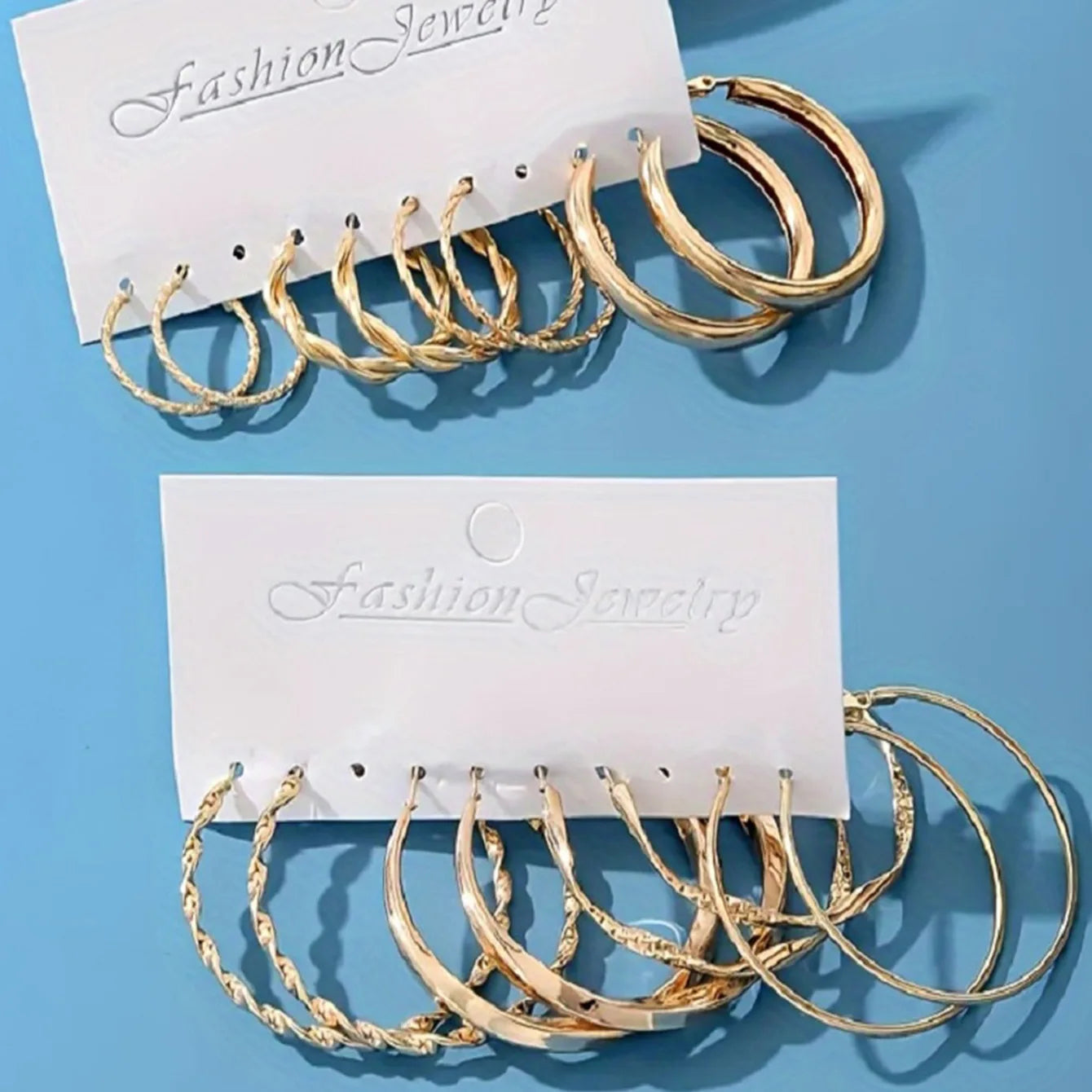 Trendy Classic Mobius Ring Gold Color Hoop Earrings Retro Geometric Cross Twisted Circular Earring Set Women's Retro Jewelry