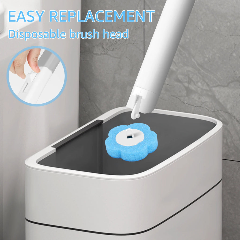 Disposable Toilet Bowl Cleaning Wand Kit Practical Toilet Bowl Brush with Replaceable Brush Head Multi-role Bathroom Accessories