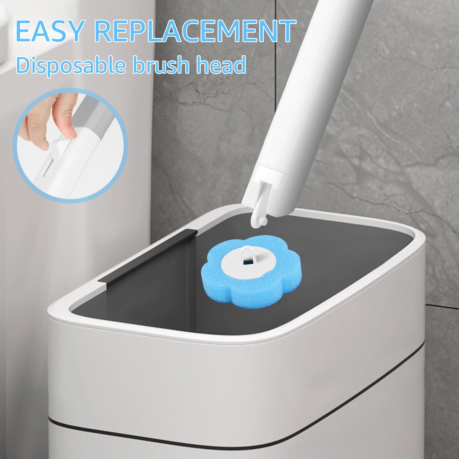 Disposable Toilet Bowl Cleaning Wand Kit Practical Toilet Bowl Brush with Replaceable Brush Head Multi-role Bathroom Accessories