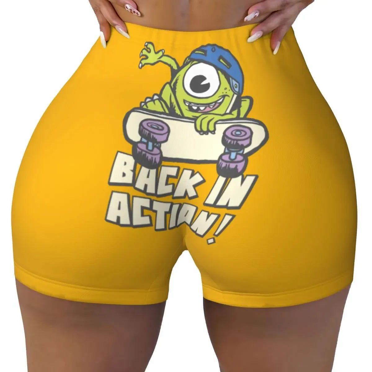 Custom Monsters University Mike M Logo Biker Running Gym Shorts for Women Athletic Workout Yoga Shorts