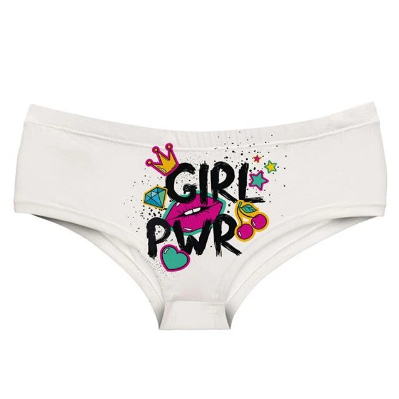 Women's Breathable Seamless Underpants Handprint Letter Printed Panties Sexy Low-waisted Knickers Elastic Female Briefs