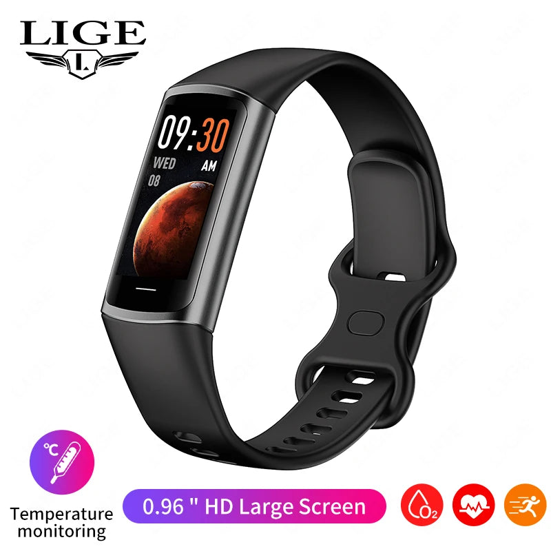 LIGE New Smart Wristband Sport Fitness Heart Rate Tracker Smartwatch AMOLED Screen Waterproof Smart Bracelet For Men Women 2026