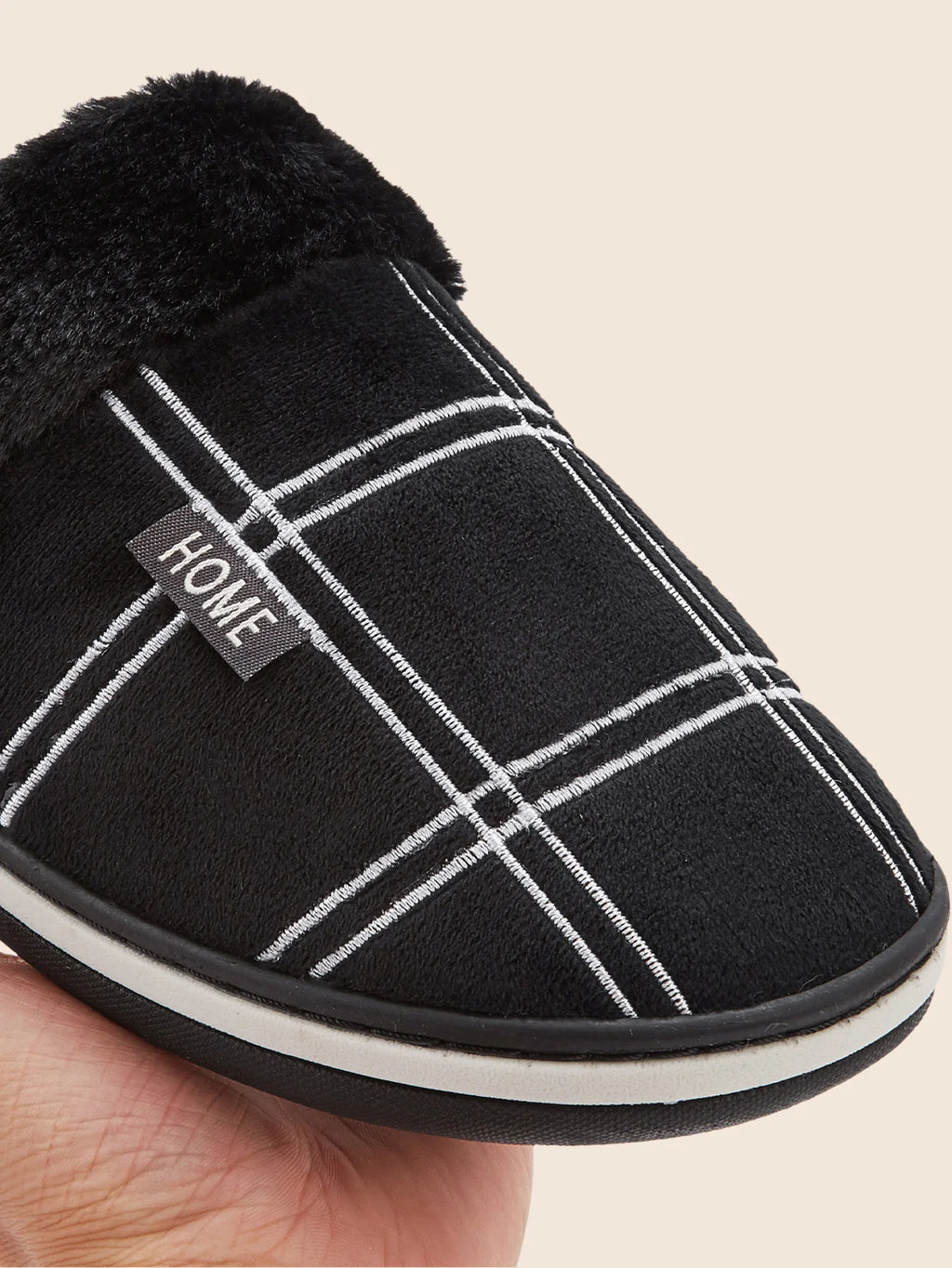 House slippers for men Plaid Warm Soft Comfortable Non Slip Living room Shoes Sturdy Sole Big Size 40-50