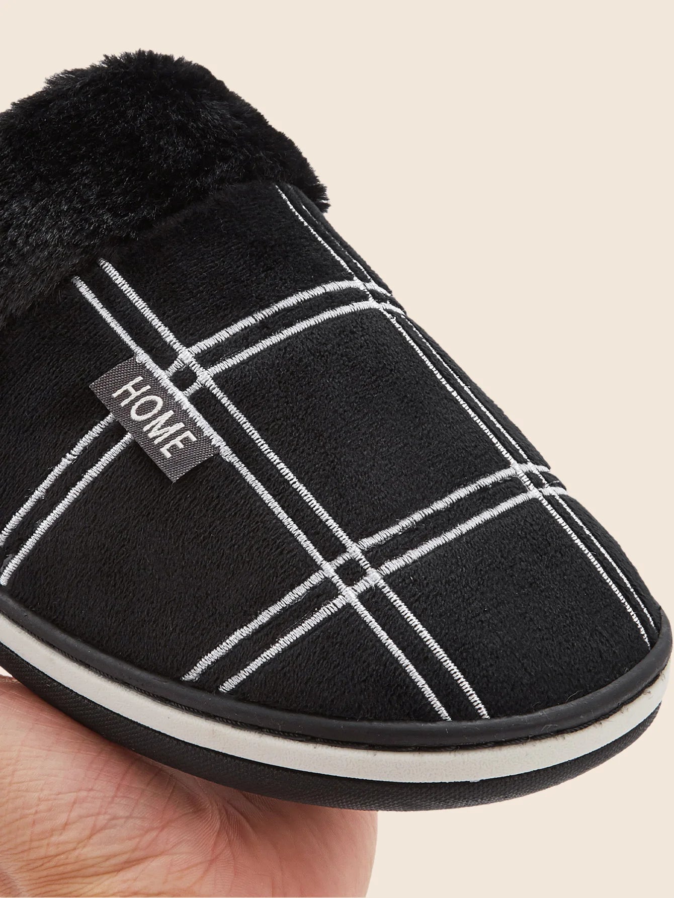 House slippers for men Plaid Warm Soft Comfortable Non Slip Living room Shoes Sturdy Sole Big Size 40-50