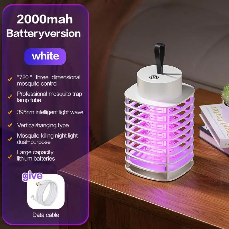 Electric Shock LED Mosquito Killer Lamp Indoor USB Rechargeable Portable Electric Fly Trap Mute Anti Mosquito Lamp