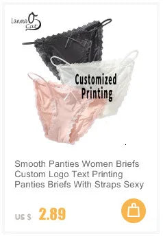 Women Sexy Custom Printing G string Underwear Cotton Panties for Lady Thongs Lingerie Underpant