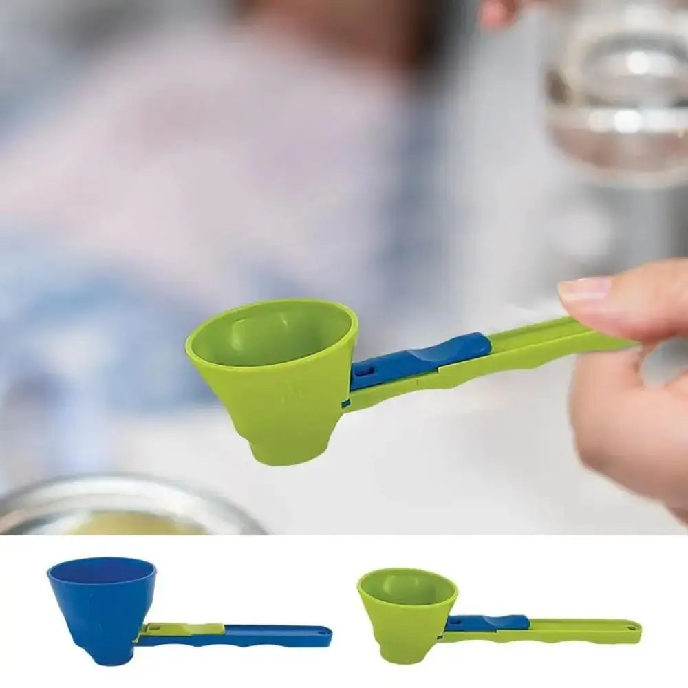 Creative Flling Coffee Scoop Funnel Plastic 2 in 1 Sliding Design Sliding Scoop Funnel Reusable Measuring Spoon Kitchen Gadgets