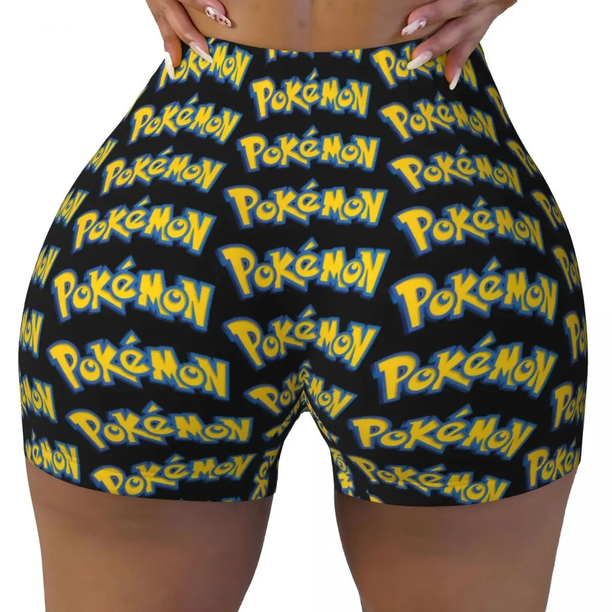 Custom Kawaii Pikachus Anime Volleyball Biker Gym Shorts for Women Athletic Workout Yoga Shorts