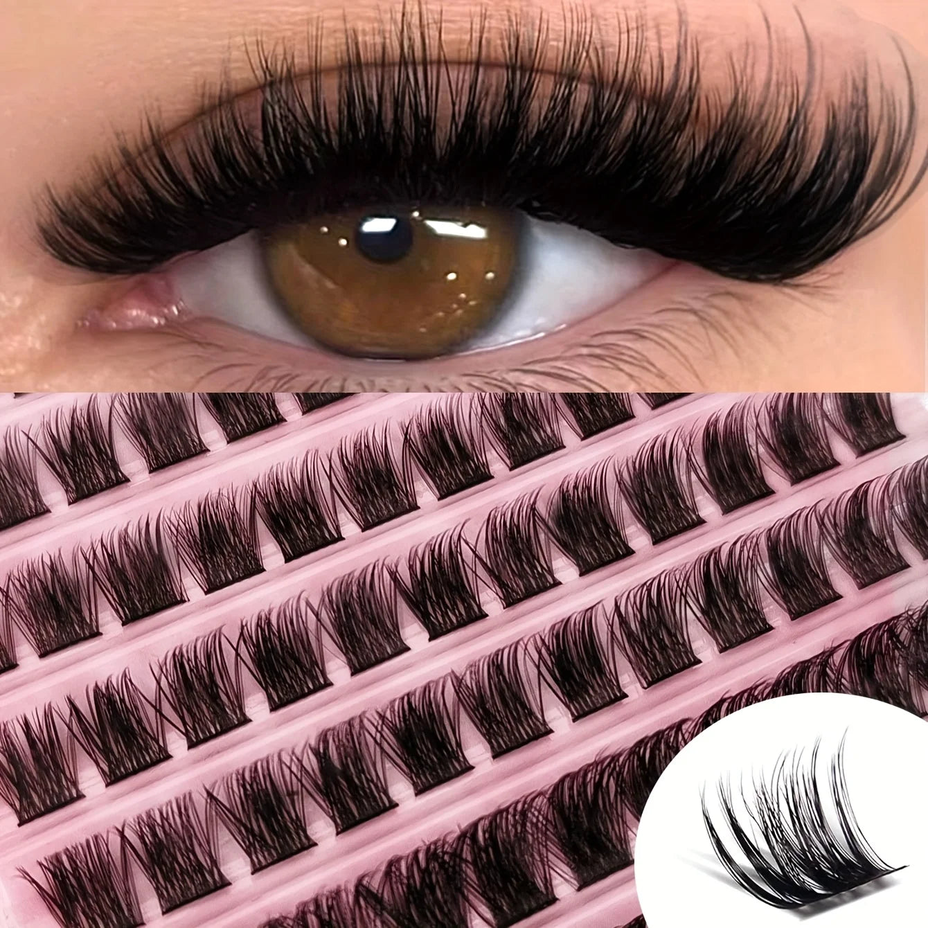 Natural Look D Curl Lash Clusters 120/160/200 PCS (9-16mm) DIY Eyelash Extensions Kit Mixed 40D T50 80D & 80D Cat Eye