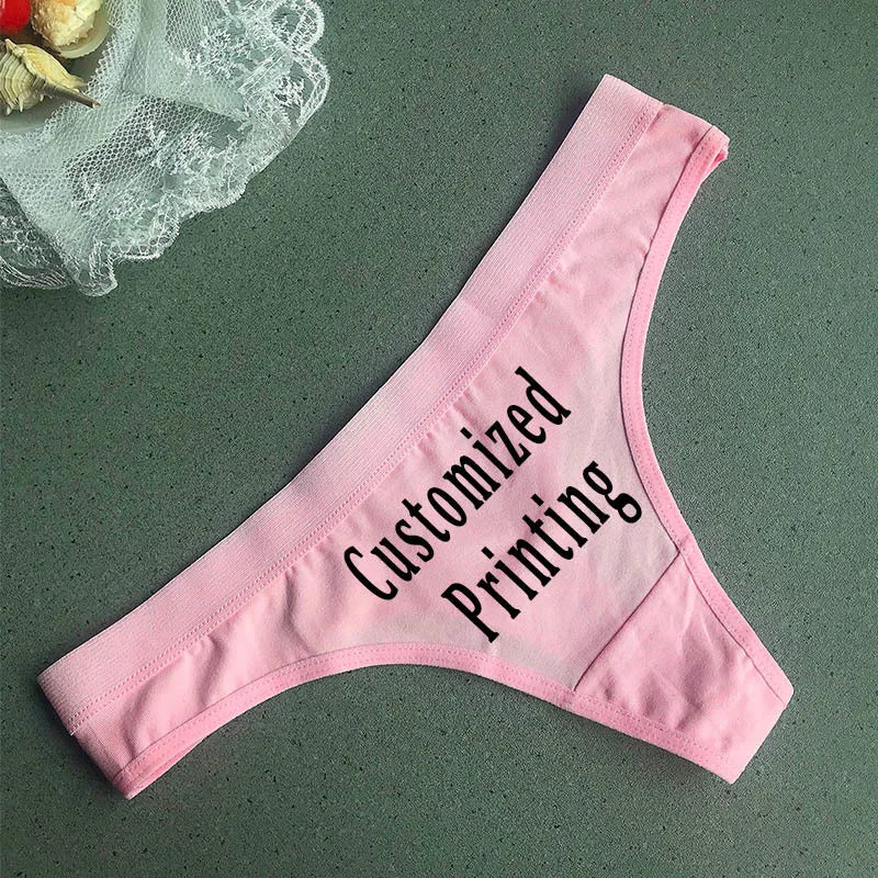 Women Sexy Custom Printing G string Underwear Cotton Panties for Lady Thongs Lingerie Underpant
