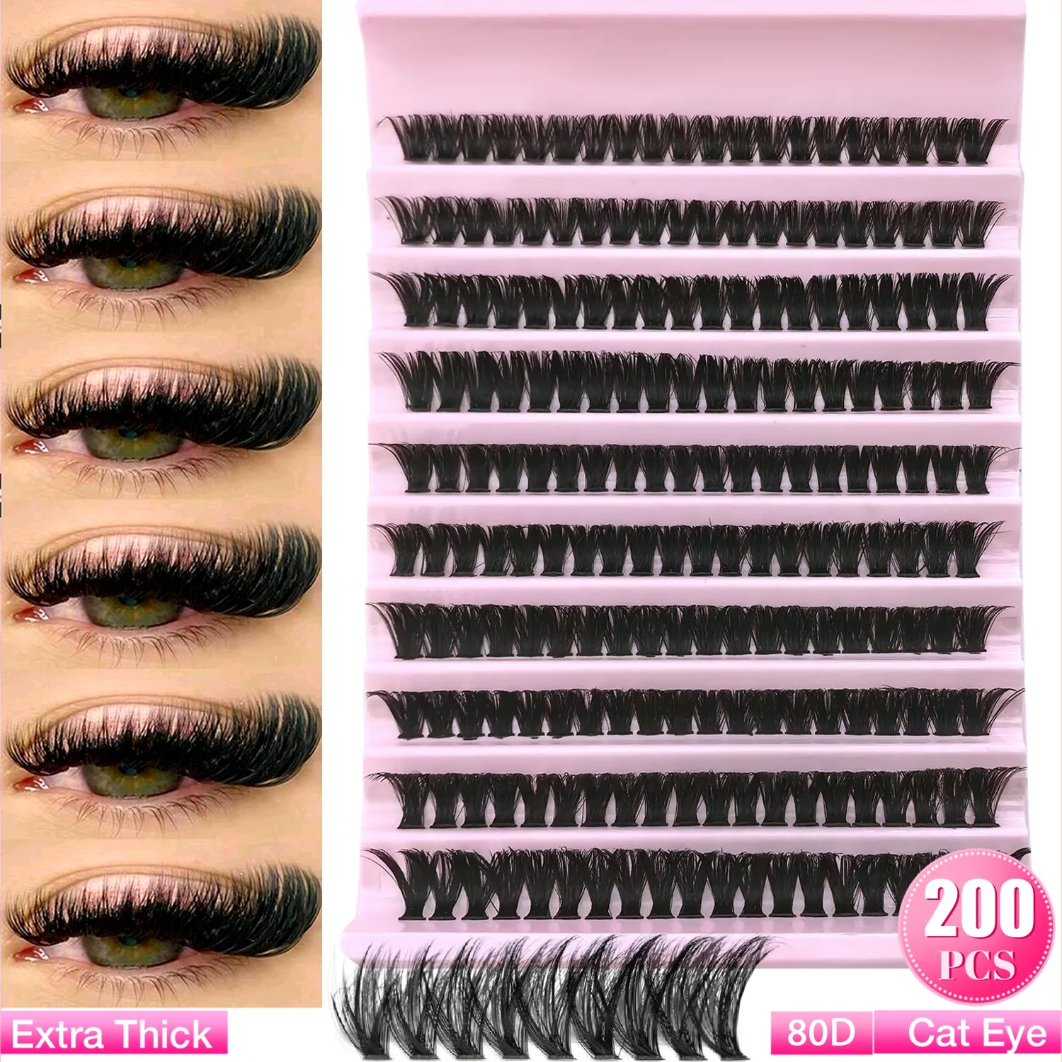 Individual Lashes 8-16mm 160pcs Cluster Lashes Natural Look Mixed Tray DIY Eyelash Extension Volume Lash Clusters Eyelashes